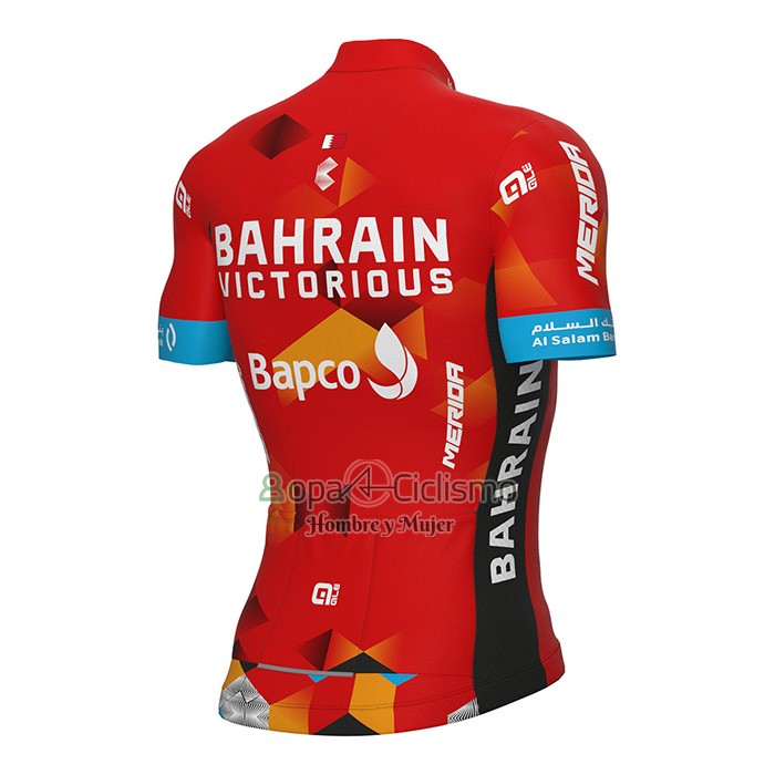 Bahrain Victorious Ropa Ciclismo Culotte Corto 2022 Mangas Cortas Rojo